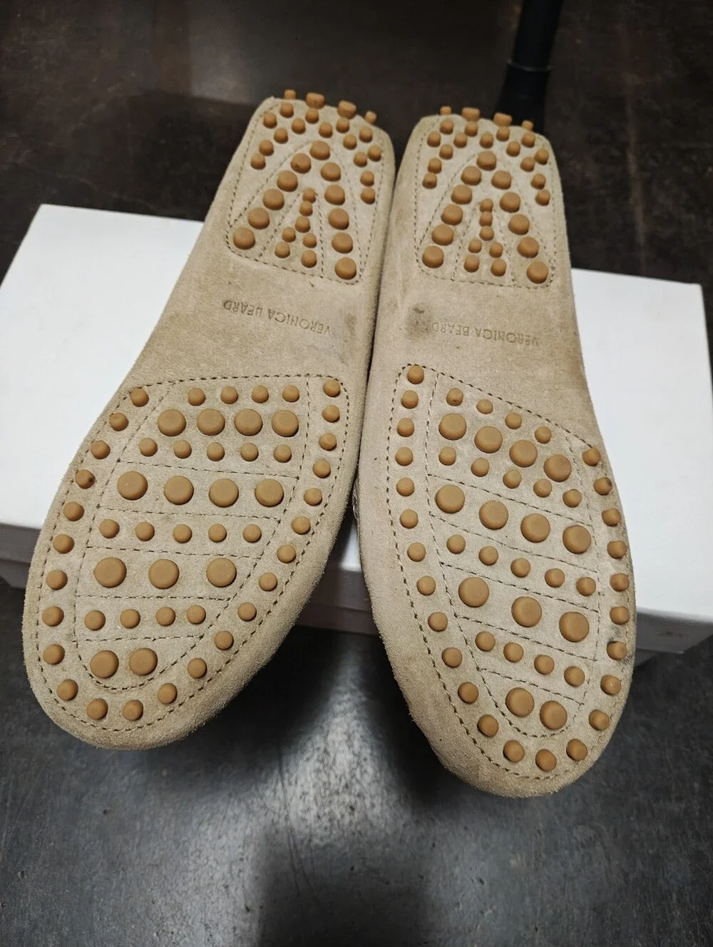 Veronica Beard Taupe Suede Penny Loafers